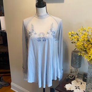 Free People Glacier Flower Mesh Long Sleeve Shirt